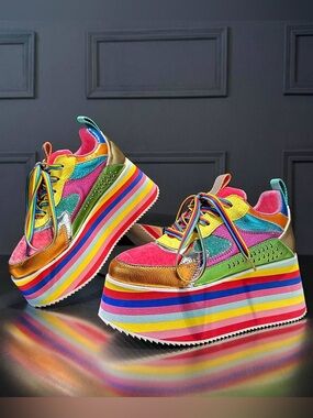 Rainbow Platform Sneakers — size 39 (8)